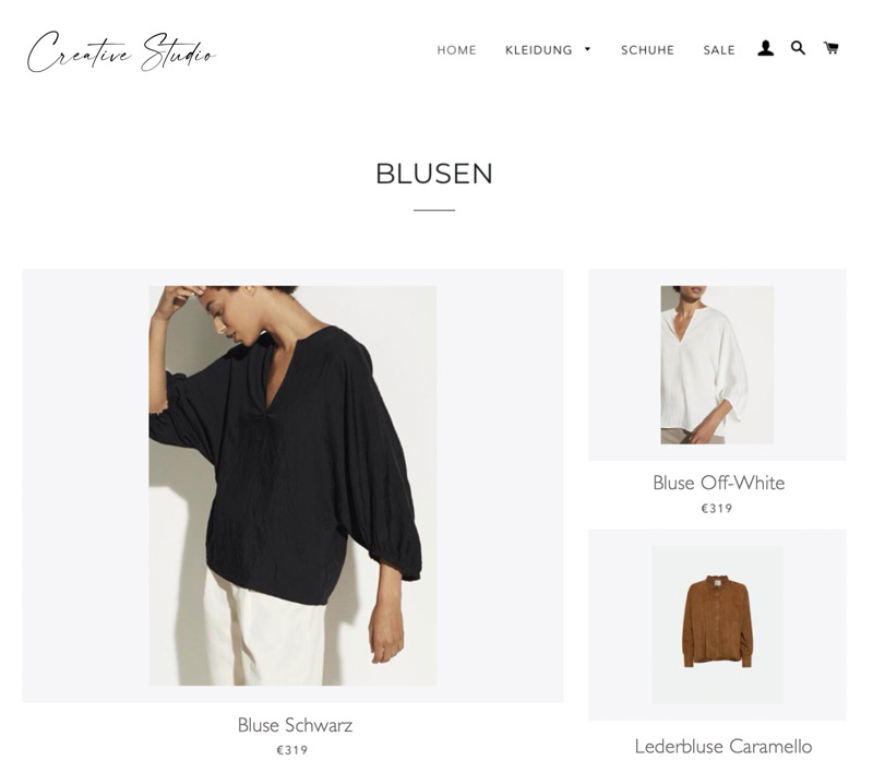 Design-Einstellungen eines Shopify Shops